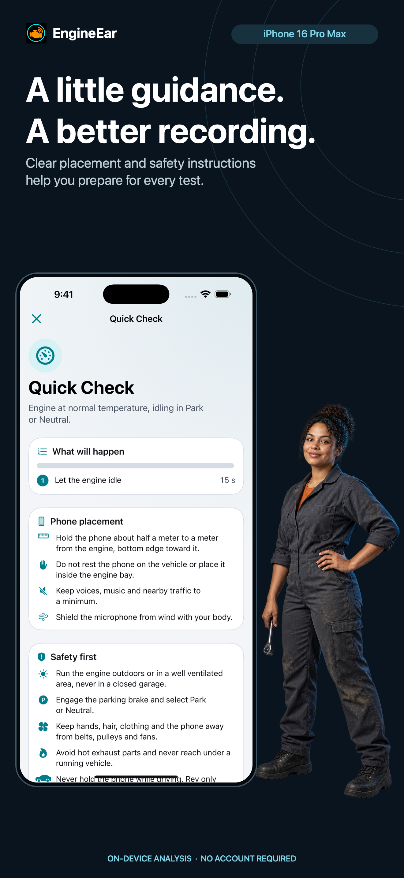 EngineEar guided recording instructions