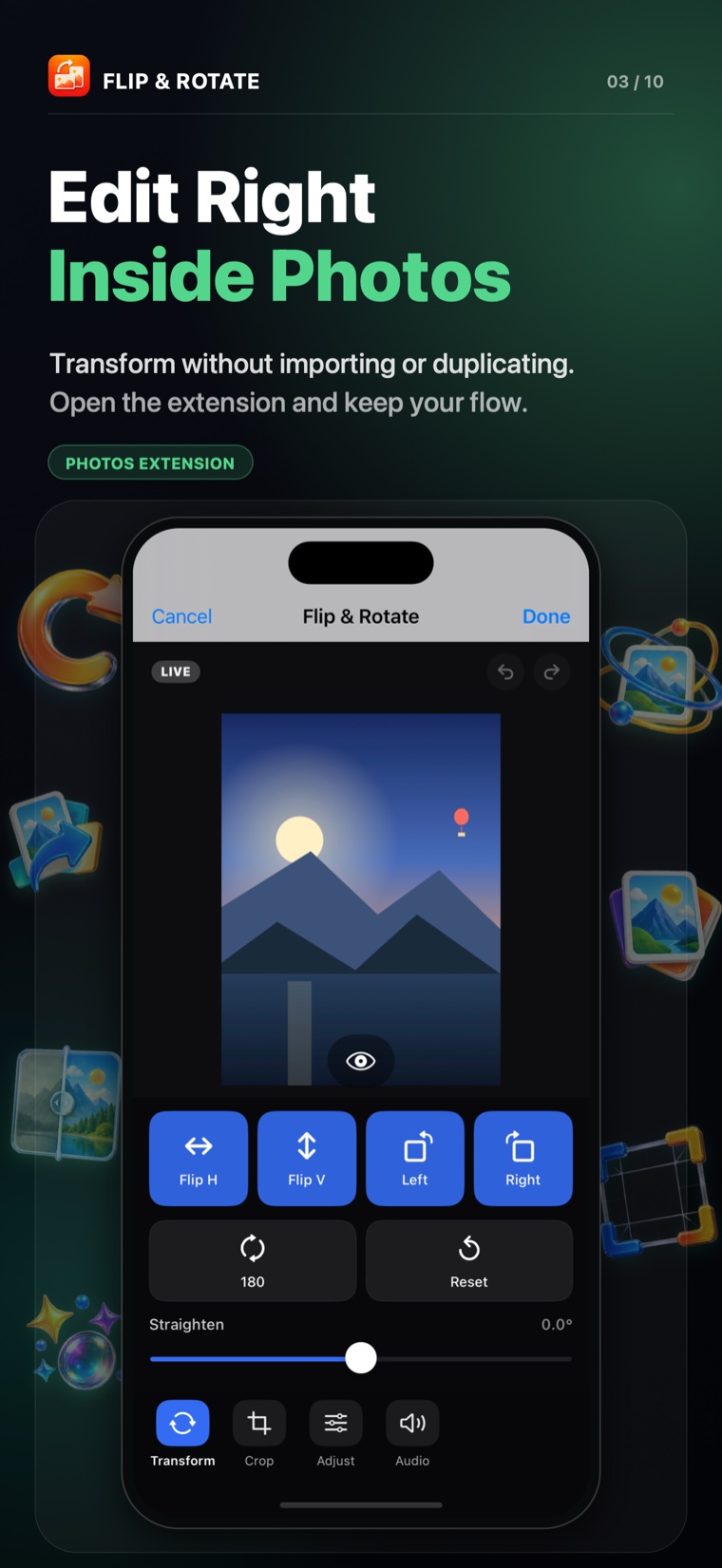 Flip Rotate Photos editing extension