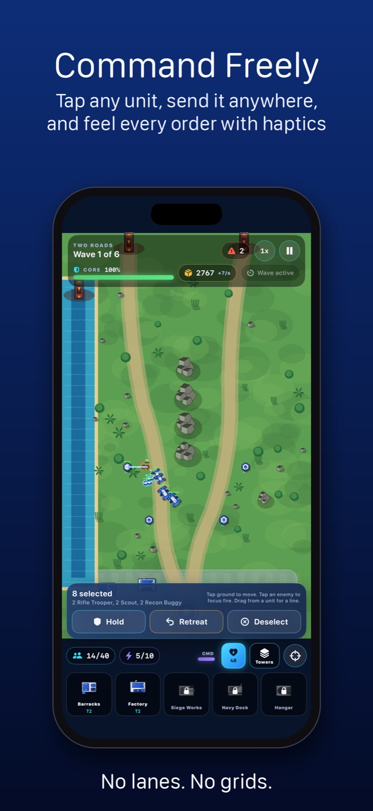 Command units freely during a Humans VS AI 2100 battle
