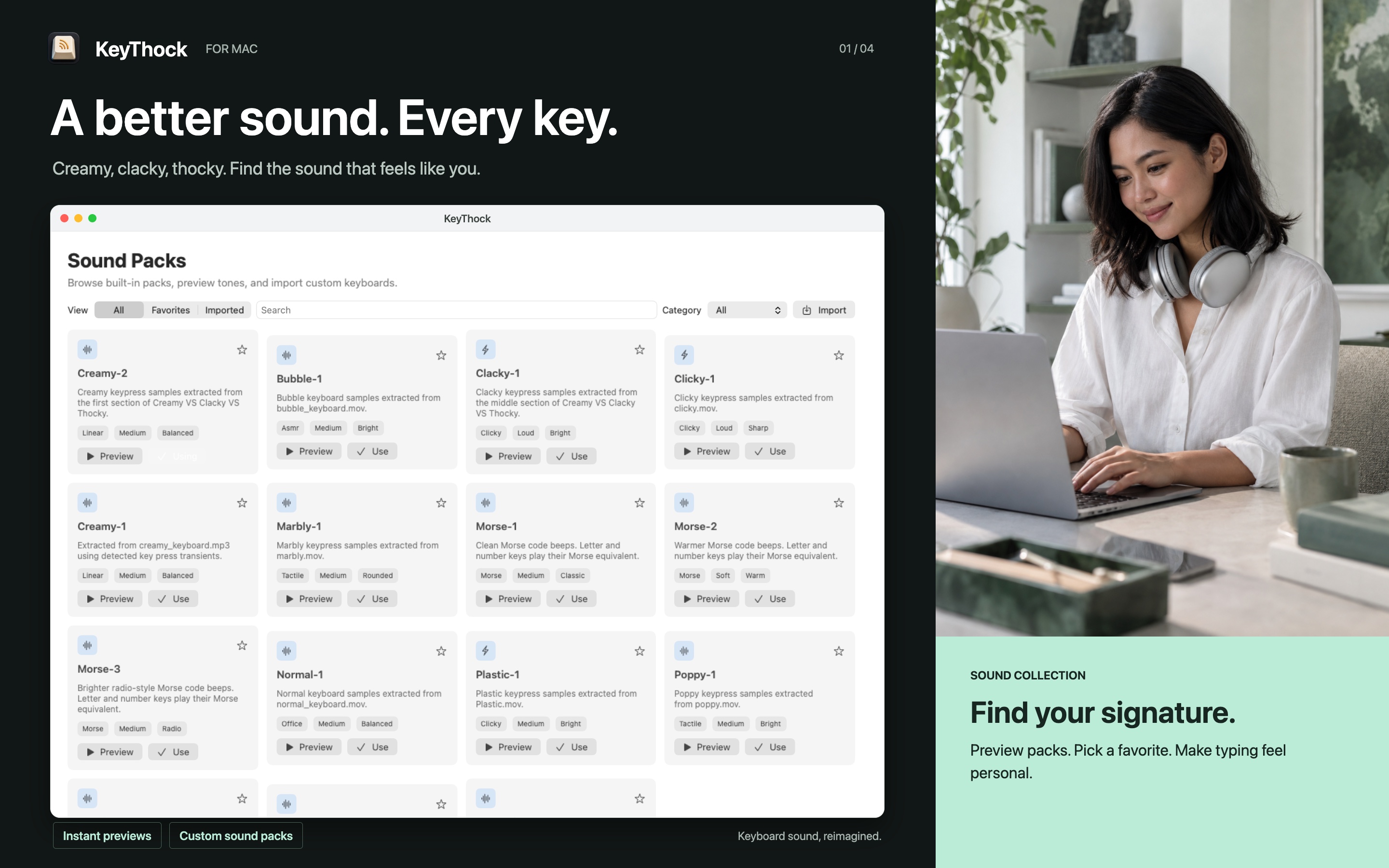 KeyThock Sound Packs library with recorded mechanical keyboard sounds