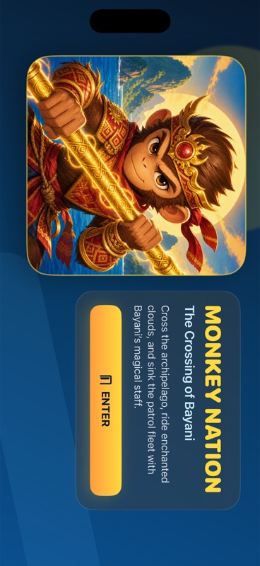 Monkey King entrance screen with Enter action