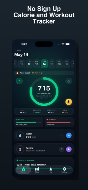 Home — daily calorie wallet