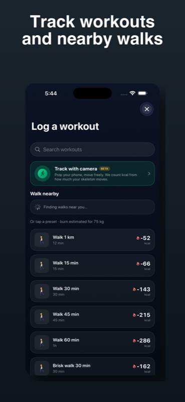 Workout presets and live tracking