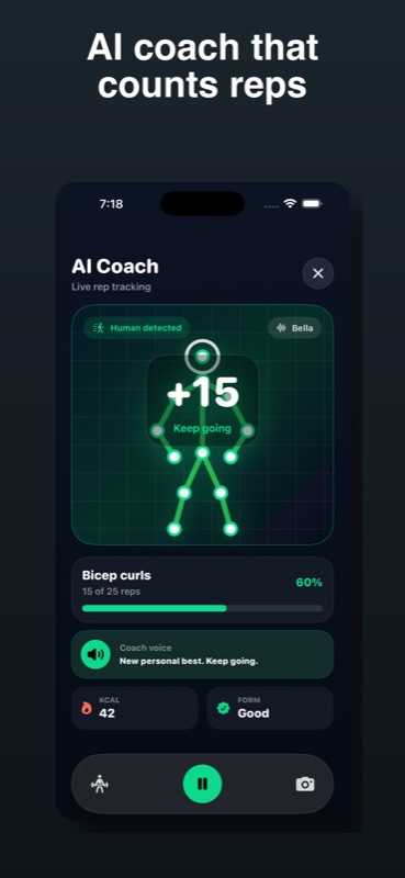 Live workout camera coach